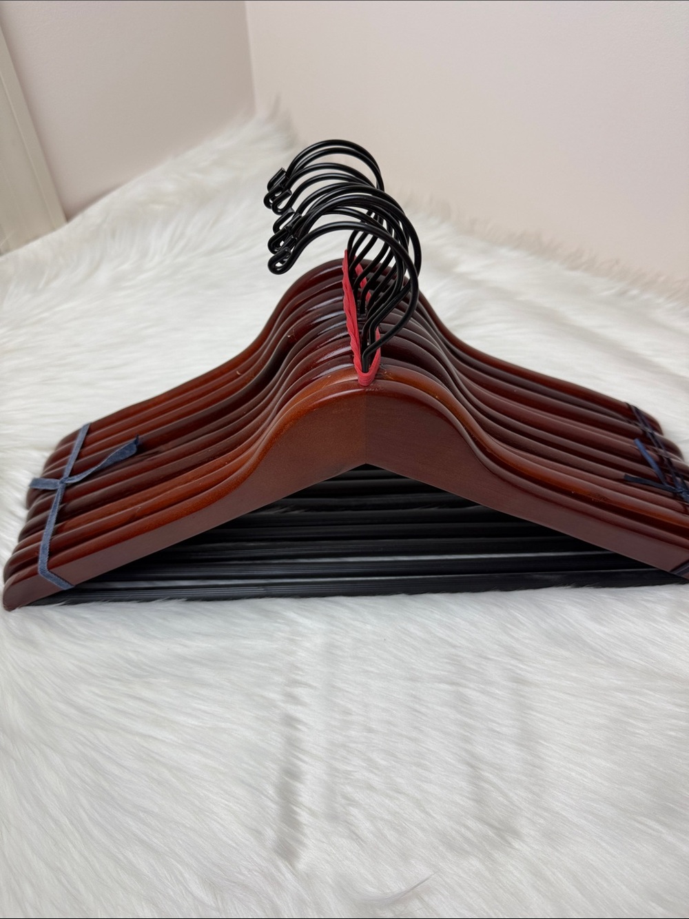 Brookstone Premium Wooden Suit Hangers in Mahogany  - Set of 10